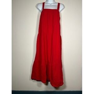 Universal Thread Midi Dress M Red Tiered Cotton Crossback Sun Dress Cottagecore